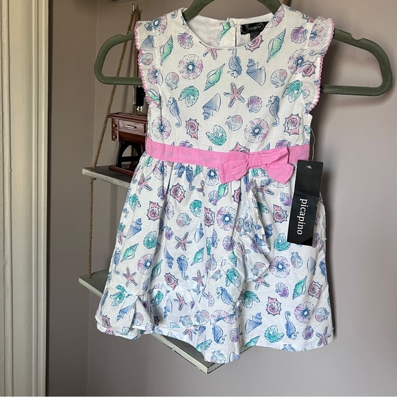 Sea shell pastel print ruffle dress - Picture 3 of 9